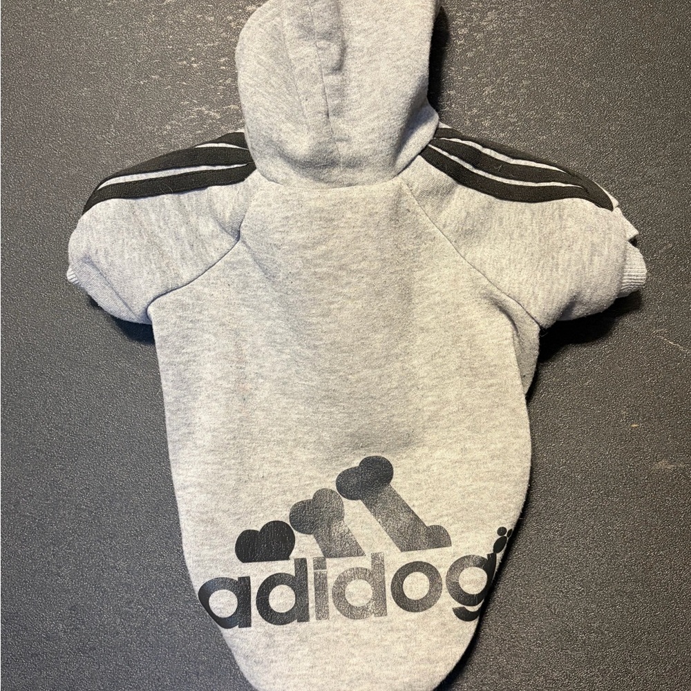 Gray Adidog Dog Hoodie